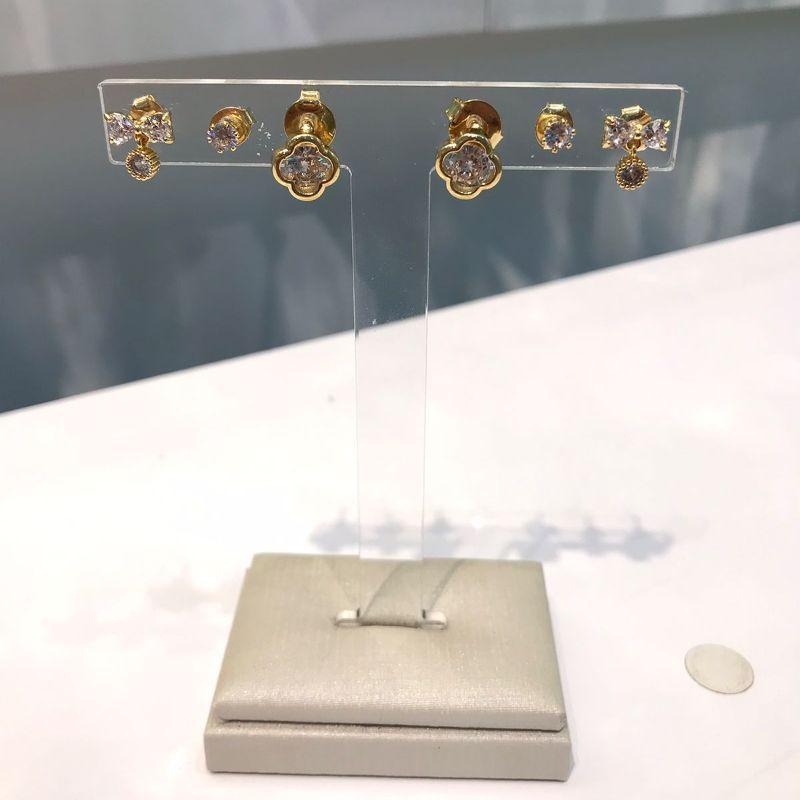 TRIO MIX CRAVEJADO EM ZIRCÔNIA BANHADO A OURO