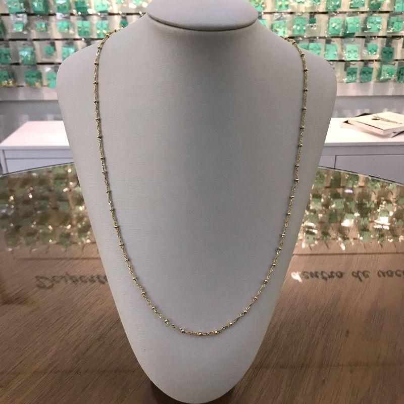 COLAR LONGO ESFERA CORRENTE DIAMANTADA 60CM BANHADO A OURO