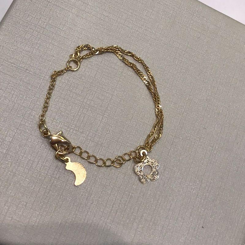 PULSEIRA DUPLA DESIGN INFANTIL BANHADO A OURO