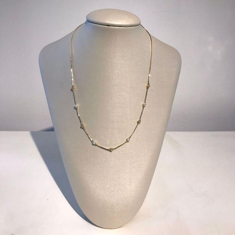 COLAR PÉROLA E ESFERA BANHADO A OURO