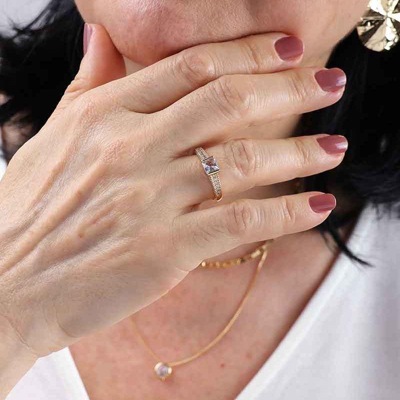 ANEL SOLITÁRIO FELICITÁ BANHADO A OURO