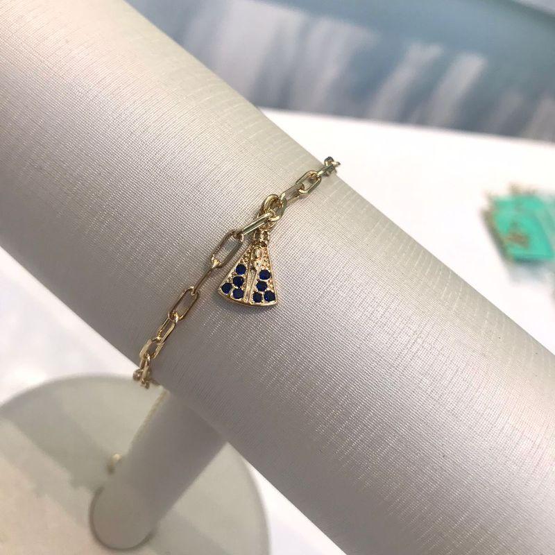 PULSEIRA NOSSA SRA APARECIDA EM ZIRCÔNIA CORRENTE CARTIER BANHADO A OURO