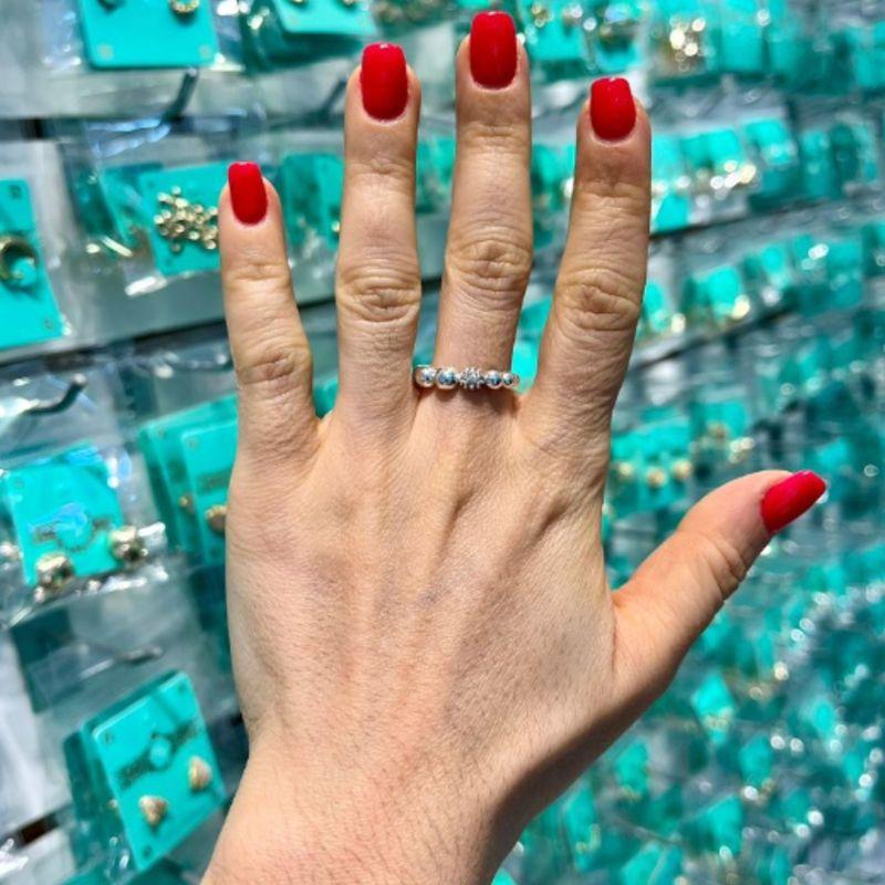 ANEL ESFERAS ZIRCÔNIA BANHADO A PRATA