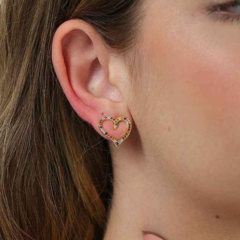 CORAÇÃO CHARM ZIRCÔNIA COLOR BANHADO A OURO