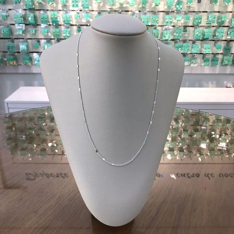 COLAR CHAPINHA DE CORAÇÃO 50CM BANHADO A PRATA