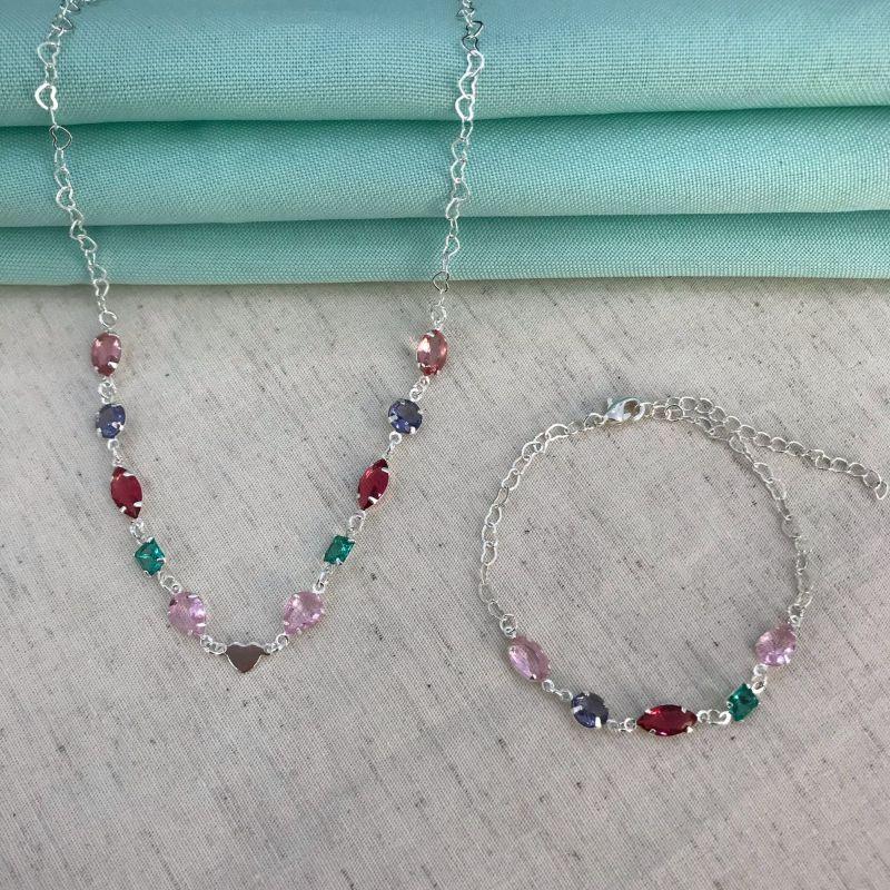 PULSEIRA TIFFANY COLORIDA BANHADO A PRATA