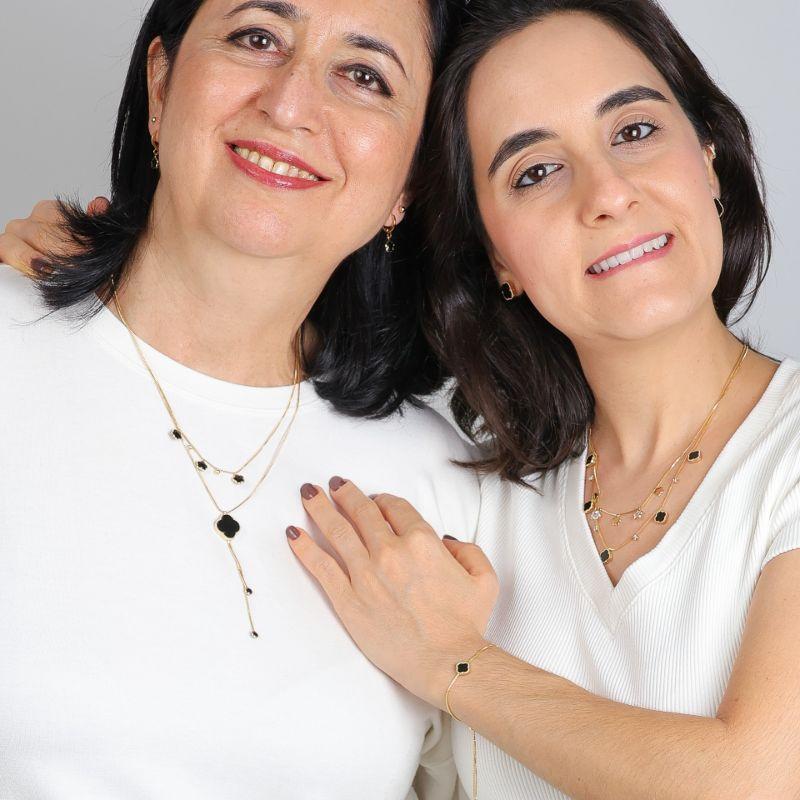 COLAR TREVO ZIRCÔNIA E MEDALHINHA BANHADO A OURO