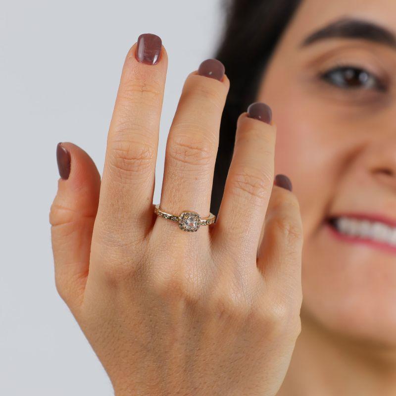 ANEL SOLITÁRIO ZIRCÔNIA BANHADO A OURO