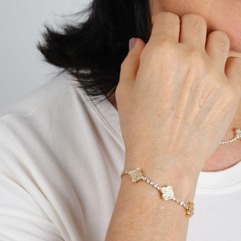 PULSEIRA TREVO RIVIERA EM ZIRCÔNIA REGULÁVEL BANHADO A OURO