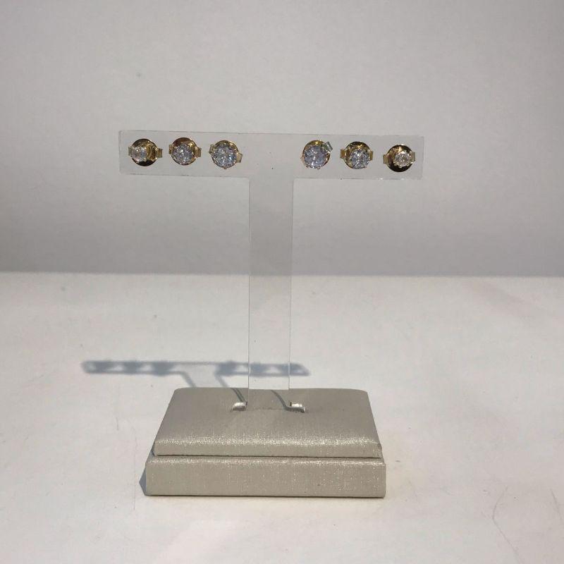 TRIO PONTO DE LUZ EM ZIRCÔNIA BANHADO A OURO