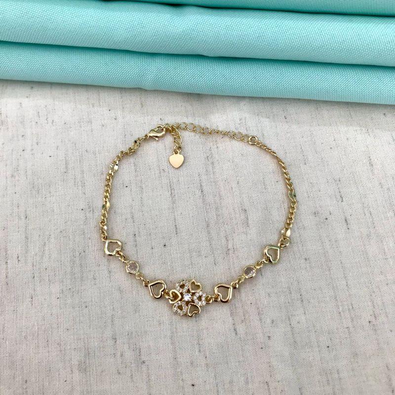 PULSEIRA CARÍCIA JEWELRY EM ZIRCÔNIA BANHADO A OURO