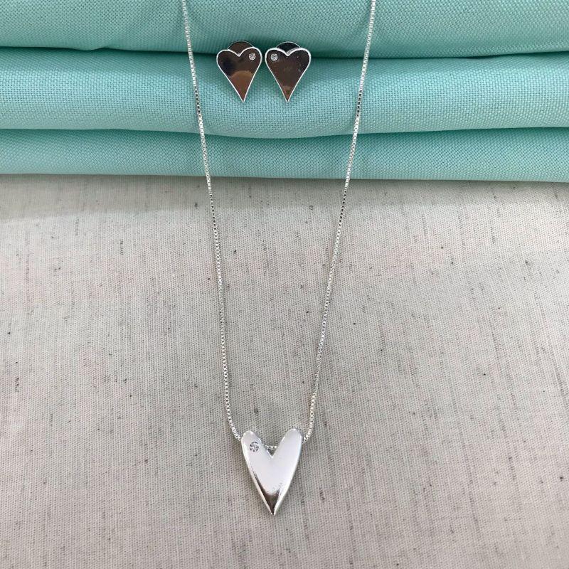 COLAR CORAÇÃO AMORE ZIRCÔNIA BANHADO A PRATA