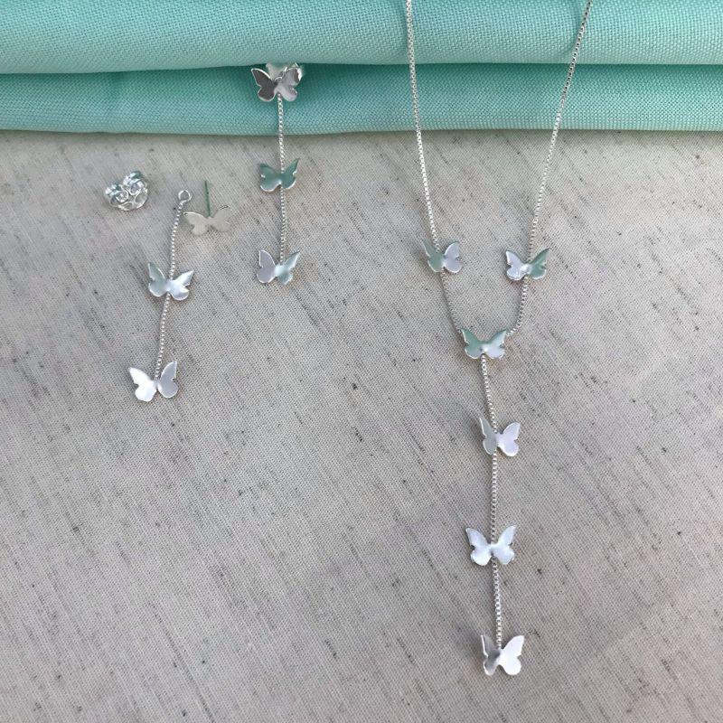 GRAVATINHA BORBOLETAS BANHADO A PRATA