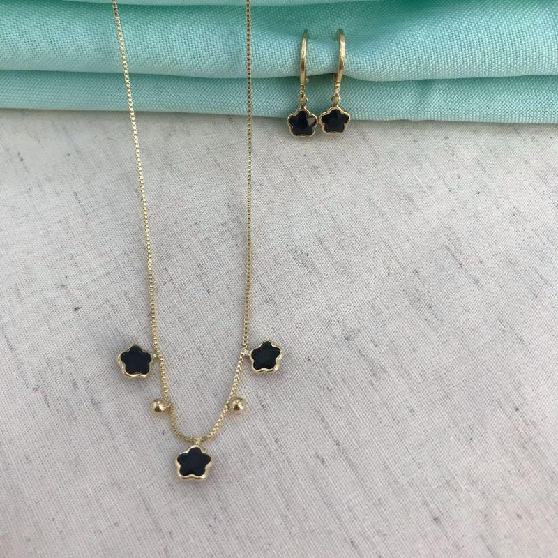 ARGOLINHA TREVO CRISTAL BANHADO A OURO