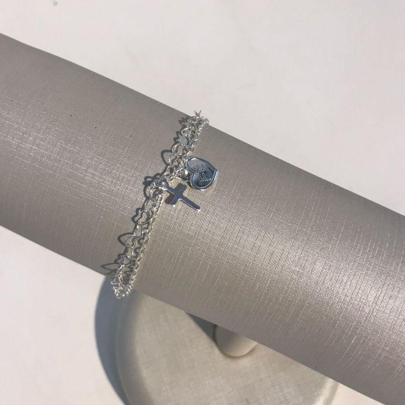 PULSEIRA DUPLA FÉ BANHADO A PRATA