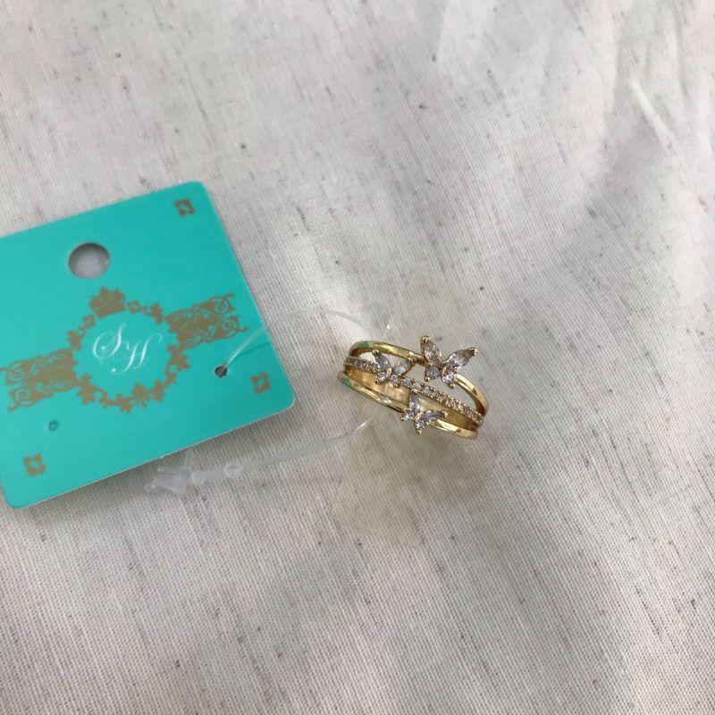 ANEL BORBOLETAS EM ZIRCÔNIA BANHADO A OURO