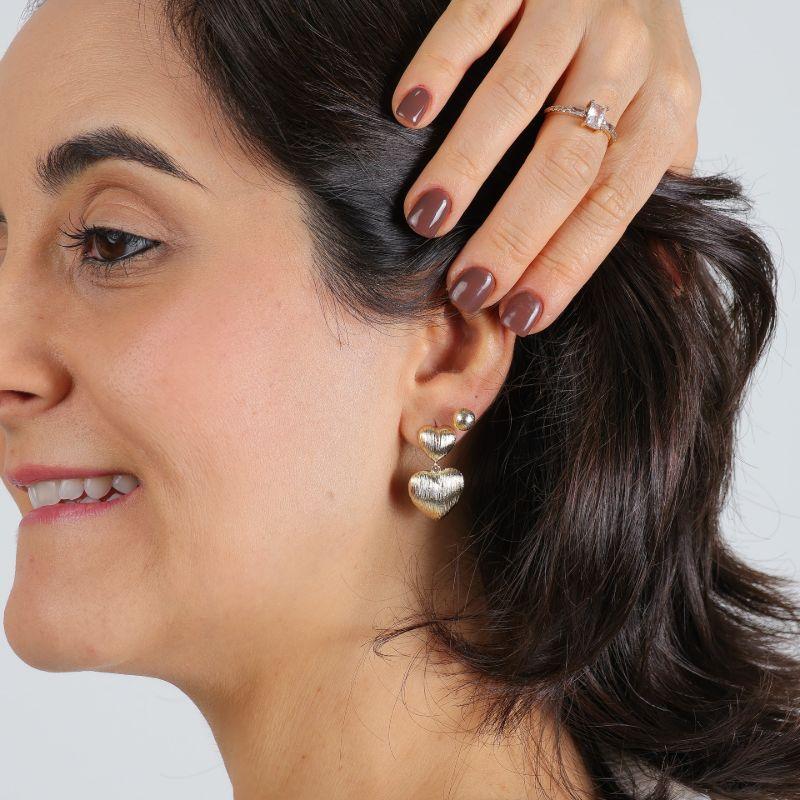 CORAÇÃO DUPLO FOSCO BANHADO A OURO