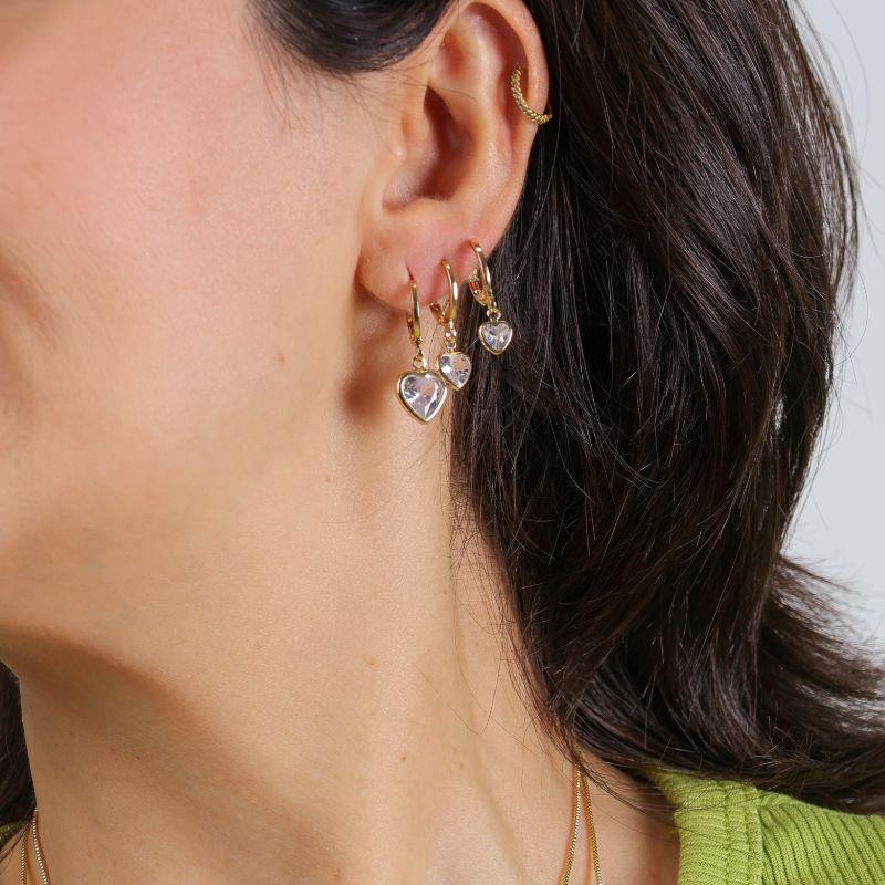 TRIO ARGOLINHA PINGENTE CORAÇÃO ZIRCÔNIA BANHADO A OURO