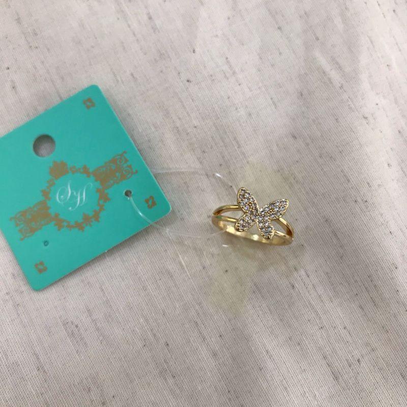 ANEL FARFALLA ZIRCÔNIA BANHADO A OURO