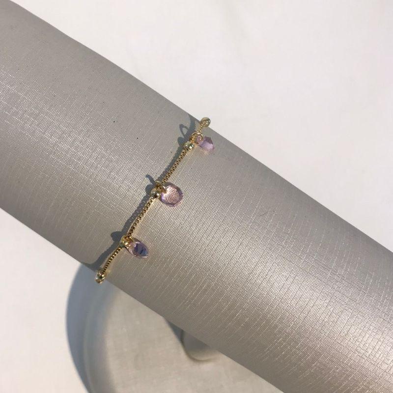 PULSEIRA MINI ESFERA TIFFANY ROSA BANHADO A OURO