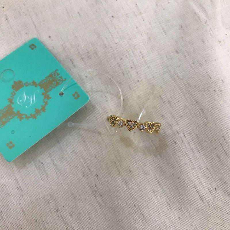 ANEL CORAÇÕES EM ZIRCÔNIA BANHADO A OURO