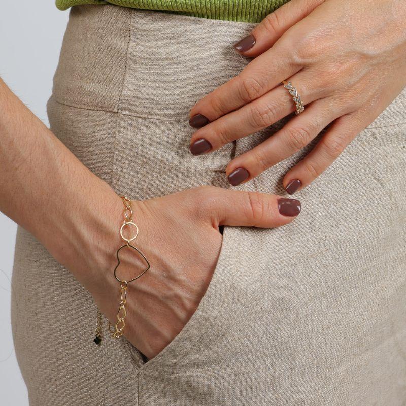 PULSEIRA ELOS CORAÇÃO VAZADO BANHADO A OURO