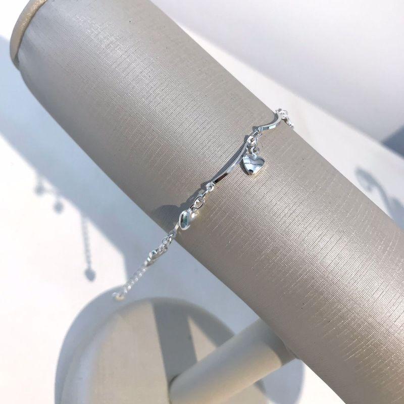 PULSEIRA CANUTILHOS PINGENTE CORAÇÃO BANHADO A PRATA