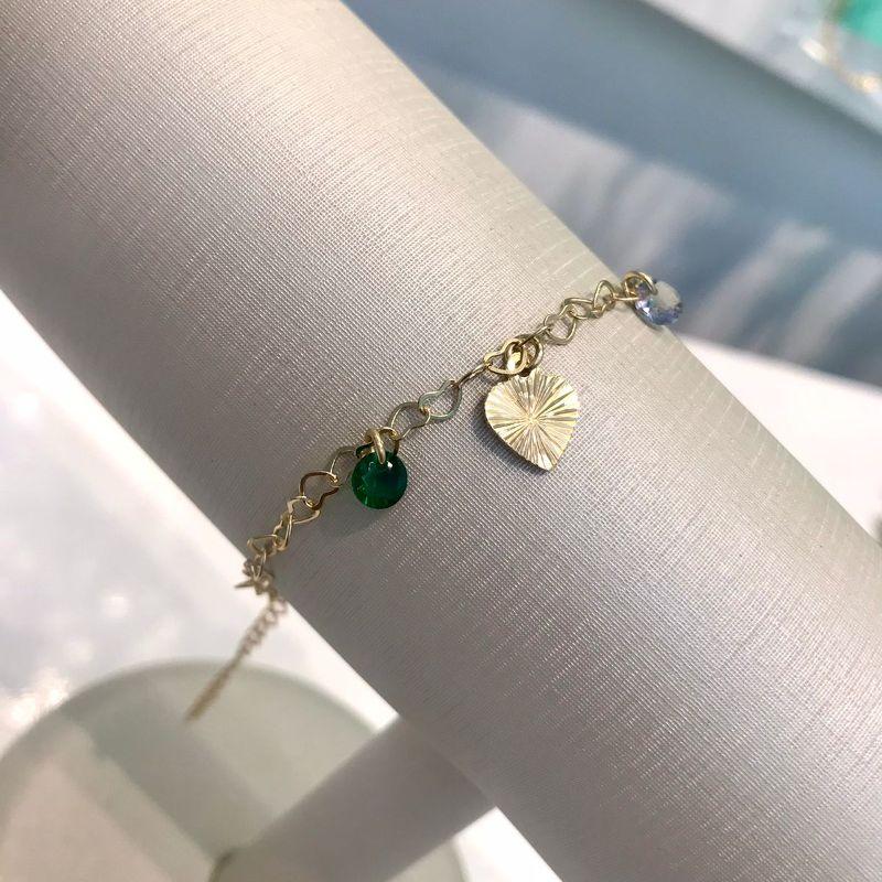 PULSEIRA CORAÇÃO DIAMANTADO TIFFANY COLORIDA BANHADO A OURO