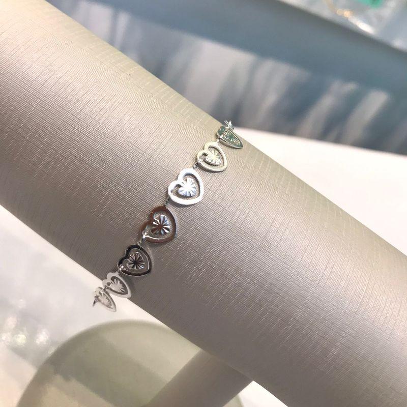 PULSEIRA CORAÇÃO DUPLO DIAMANTADO BANHADO A PRATA