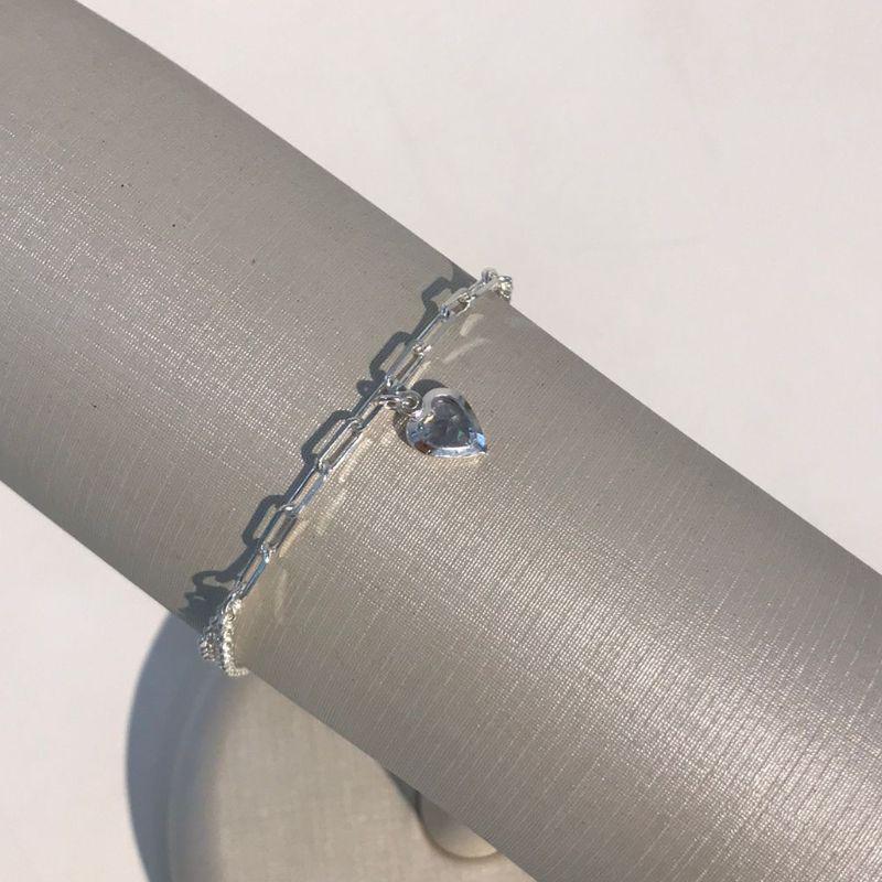 PULSEIRA CORRENTARIAS CORAÇÃO BANHADO A PRATA