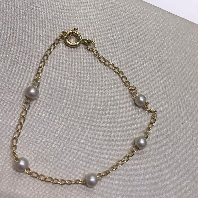 PULSEIRA DE PÉROLA INFANTIL BANHADO A OURO