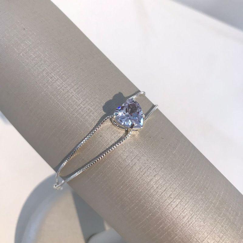 PULSEIRA DUPLA CORAÇÃO RELUZ BANHADO A PRATA