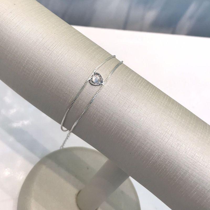 PULSEIRA DUPLA CORAÇÃO TIFFANY BANHADO A PRATA