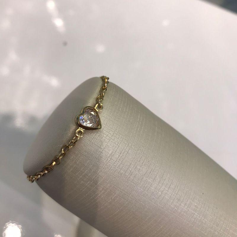 PULSEIRA ELO PORTUGUÊS CORAÇÃO BANHADO A OURO