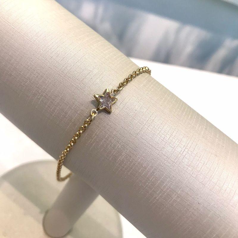 PULSEIRA ESTRELA ZIRCÔNIA ELO PORTUGUÊS BANHADO A OURO