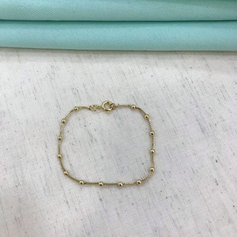 PULSEIRA MINI ESFERA INFANTIL BANHADO A OURO