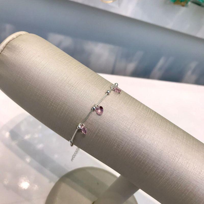 PULSEIRA TIFFANY ROSA MINI ESFERA BANHADO A PRATA