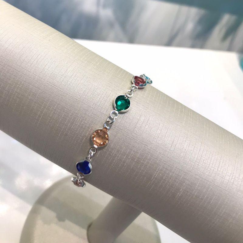 PUSEIRA TIFFANY CRISTAIS COLORIDOS BANHADO A PRATA