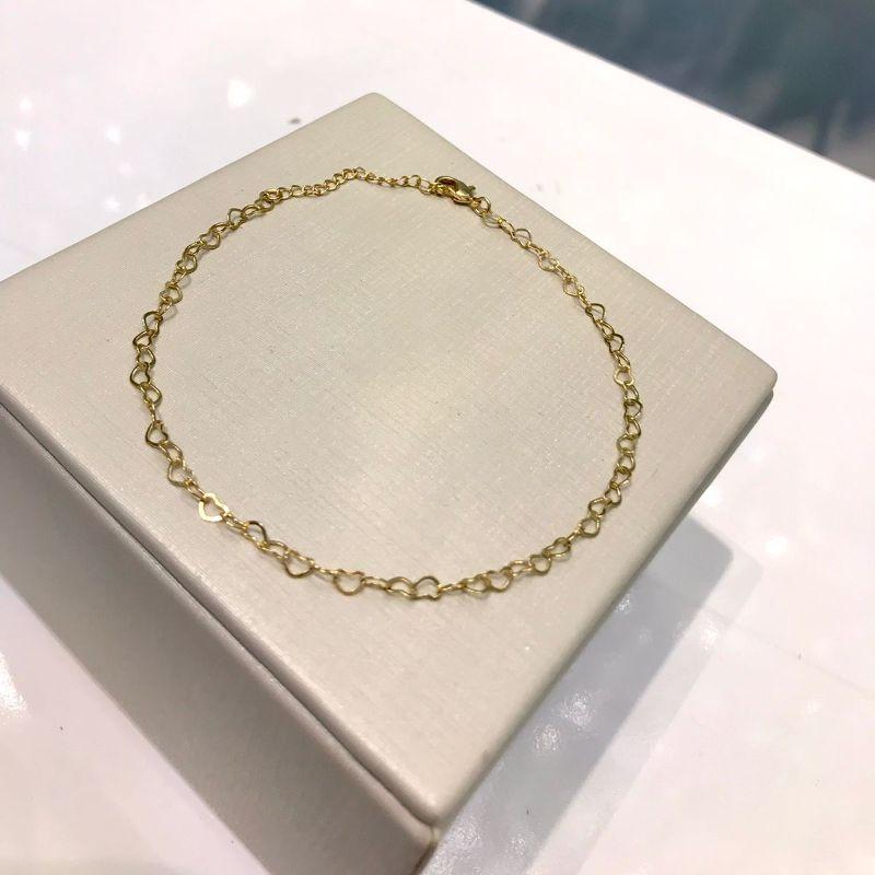 TORNOZELEIRA CORAÇÃO VAZADO BANHADO A OURO