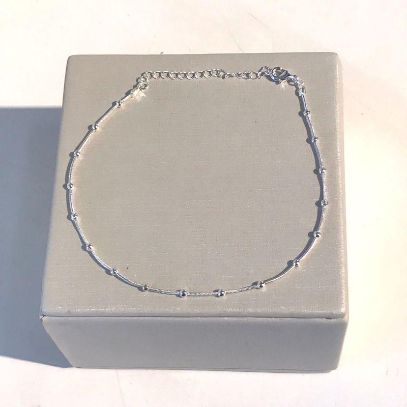 TORNOZELEIRA MINI ESFERA VENEZIANA BANHADO A PRATA