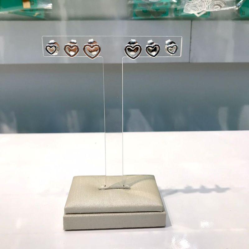 TRIO CORAÇÃO VAZADO BANHADO A PRATA