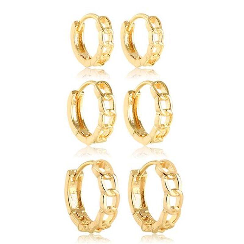 TRIO DE ARGOLA CORRENTES BANHADO A OURO