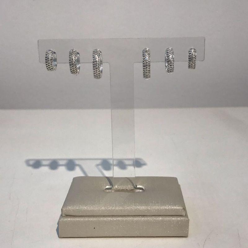 TRIO DE ARGOLA EM ZIRCÔNIA GLAMOUR BANHADO A PRATA