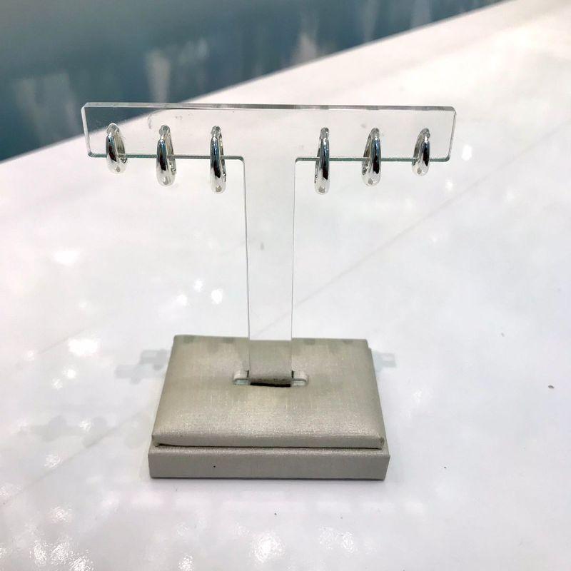 TRIO DE ARGOLA OVAL BANHADO A PRATA