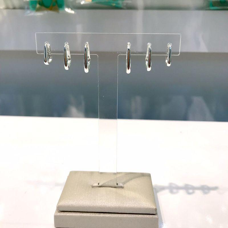 TRIO DE ARGOLA QUADRADA BANHADO A PRATA