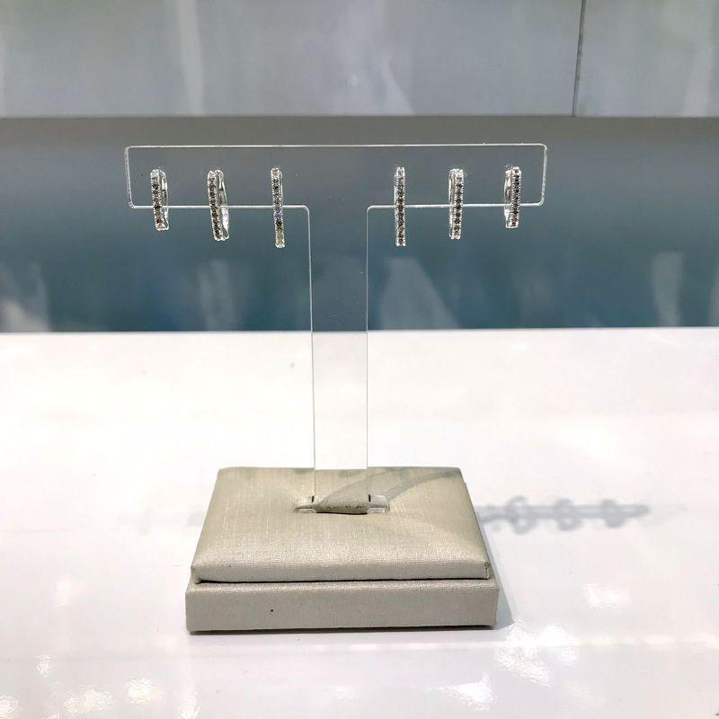 TRIO DE ARGOLA QUADRADA ZIRCÔNIA BANHADO A PRATA