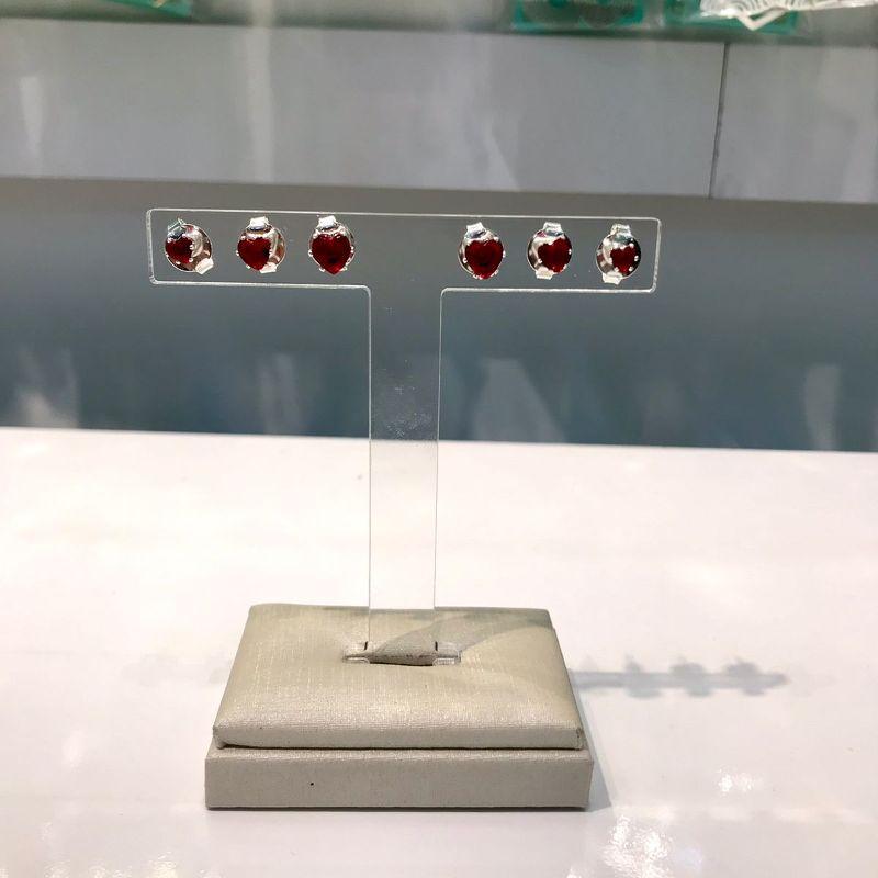 TRIO DE CORAÇÃO ZIRCÔNIA PINK BANHADO A PRATA