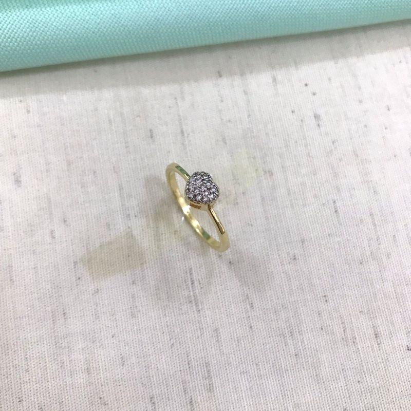 ANEL CORAÇÃ EM ZIRCÔNIA BANHADO A OURO