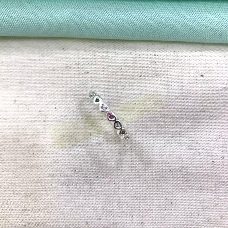 ANEL CORAÇÕES ZIRCÔNIA COLORIDA BANHADO A PRATA