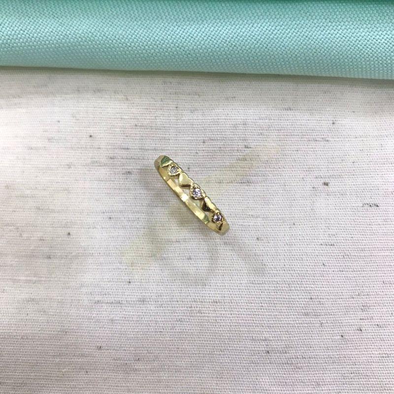 ANEL FALANGE CORAÇÃO E PONTO DE LUZ BANHADO A OURO